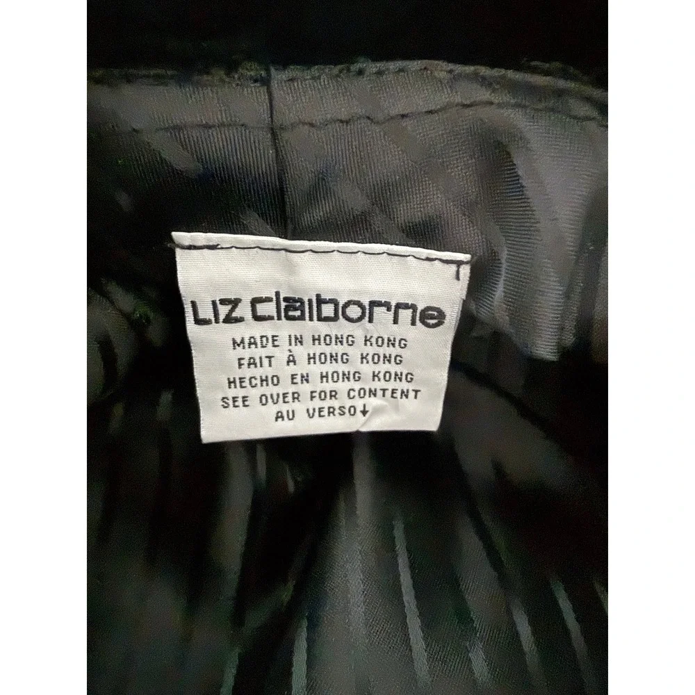 Liz Claiborne Vintage 90s Black Velvet Bucket Cloche Hat Buckle Bow